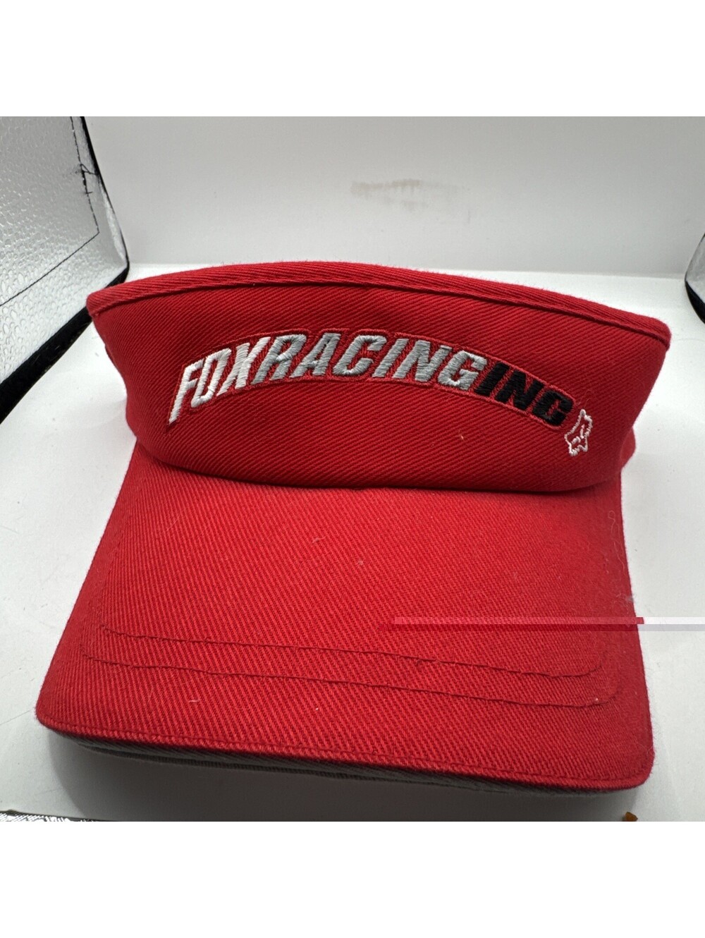 Vintage 90s Fox Racing Motocross Logo Sun Visor Black Adjustable Hat Y2K